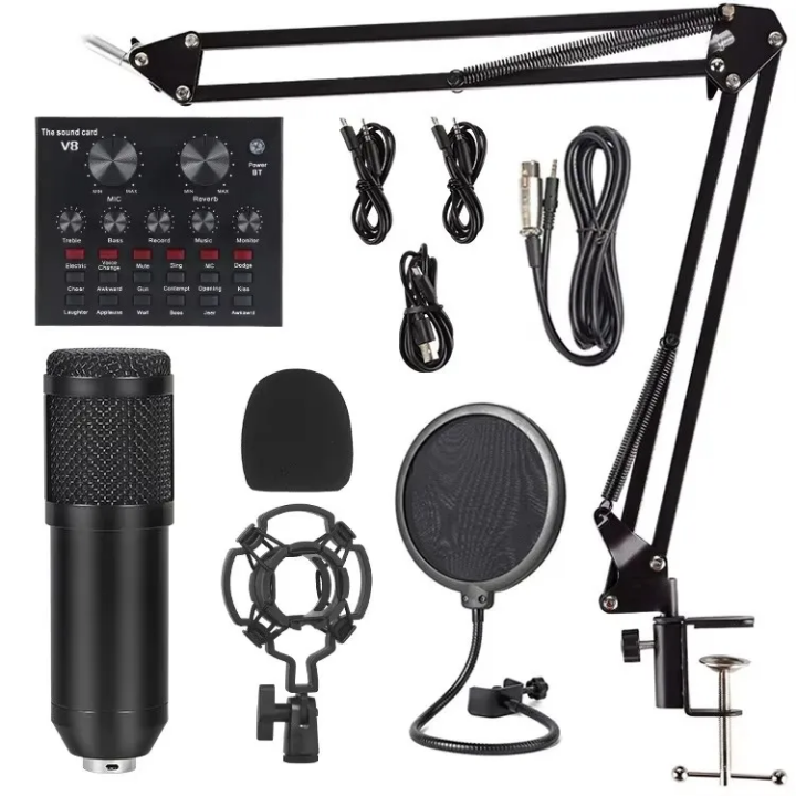 Kit Microphone à Condensateur et Carte Son pour Podcast, Micro USB BM800, Studio d'Enregistrement Live Karaoke