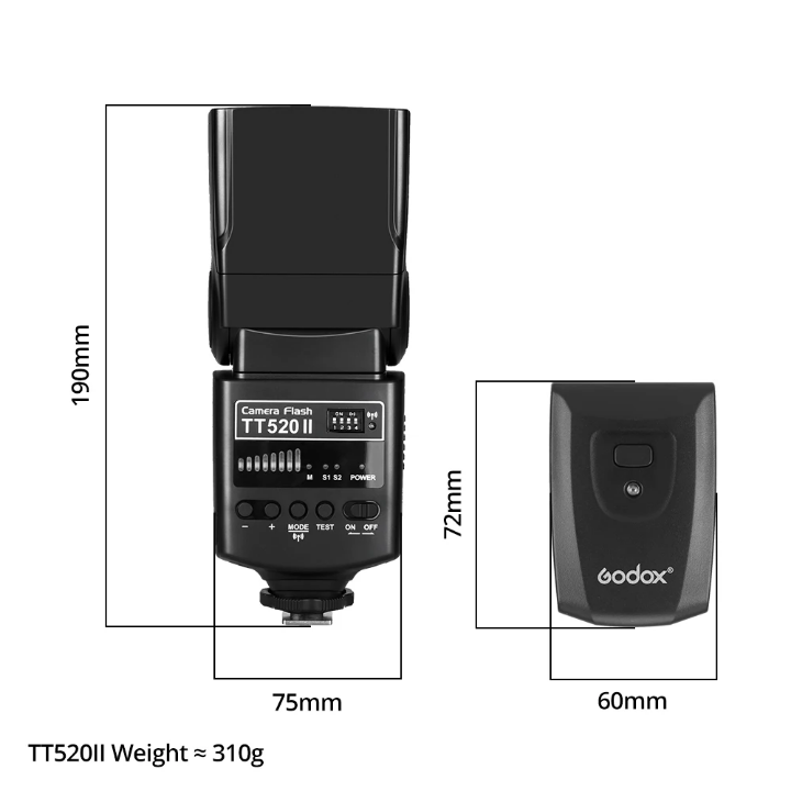 Flash d'appareil photo Godox TT520 II - Flash externe professionnel pour photographie